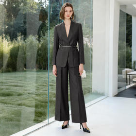 IWY/高级感灰色西装套装女V领收腰显瘦通勤职业装极简风两件套WCP333