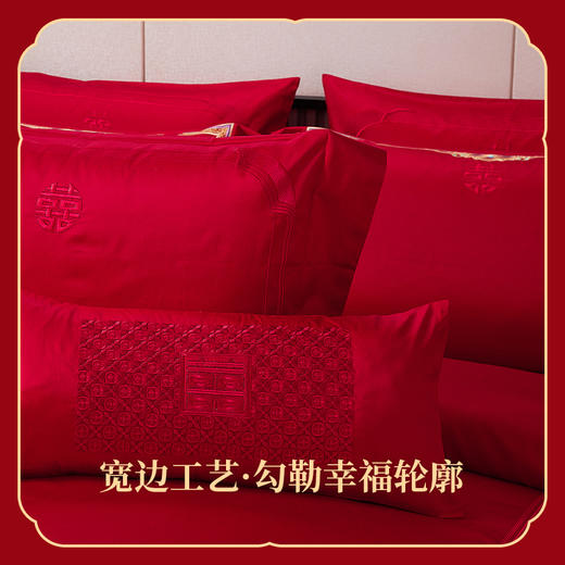 多喜爱 喜玫瑰50S全棉提花六件套 诺言不渝 【B面60S全棉贡缎】【立体提花】【重工刺绣】【拉杆礼箱】【精美刺绣】【提花工艺】【宽边工艺】高密贡缎 色泽亮丽 垂坠感佳 商品图1