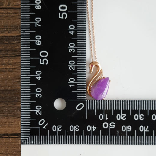 AU750玫瑰金镶钻镶天然细腻天鹅造型紫罗兰舒俱来吊坠项链22.3*12.3*5.5MM（皆取最大值）120126XY06 商品图3