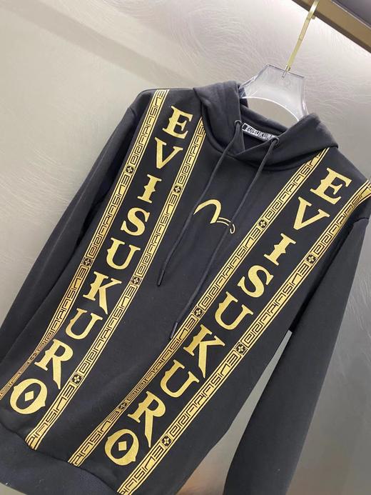 F011220高克重纯棉2025年冬新品烫金印花连帽套头卫衣 商品图2