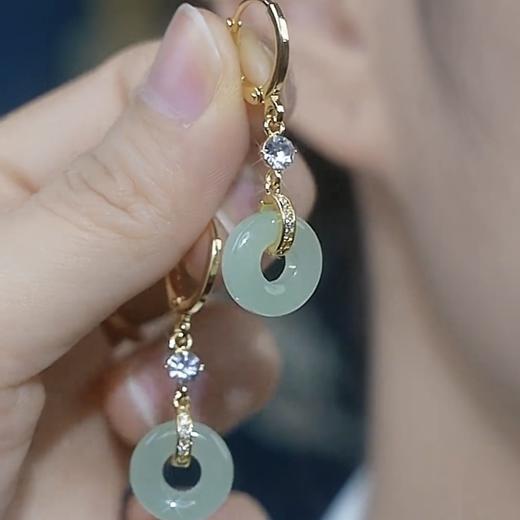 雀说 国风设计高级闪钻平安扣耳环0821 商品图0