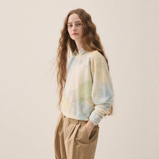 谜底套头针织衫长袖2026年春季新品干爽舒适印花毛衣女261MZ0310 商品图2