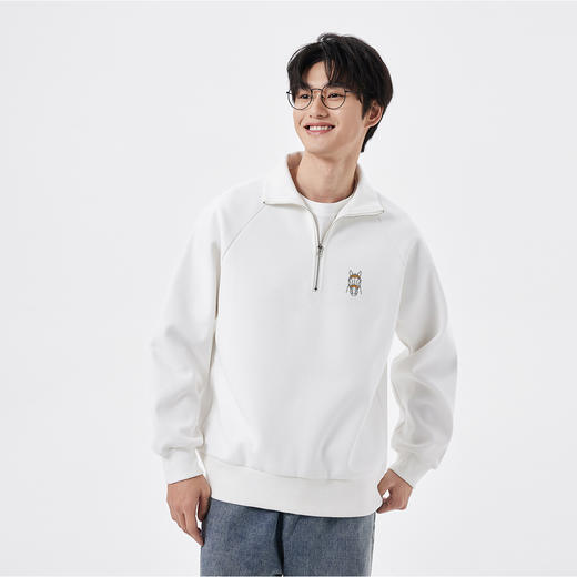 gxgjeans 男装【个性绣花】男士半开襟卫衣25秋款日常通勤百搭青少年立领卫衣K&C 商品图2