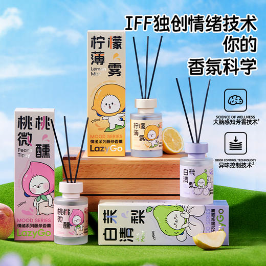 LAZYGO无火香薰家用室内持久香氛卫生间厕所情绪藤条香薰清新空气 桃桃微醺+白茉清梨 商品图1
