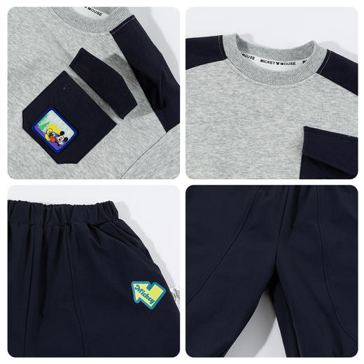 迪士尼（Disney）男童运动休闲卡通卫衣卫裤套装春秋季耐磨学院风两件套26年新款ZD1FT003 商品图8