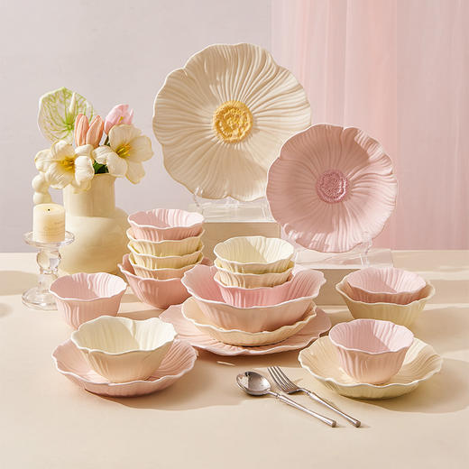 摩登主妇釉下彩餐具漂亮的饭碗家用盘子早餐盘水果盘碗具汤碗面碗 商品图0