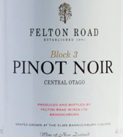Felton Road Block 3 Central Otago Pinot Noir飞腾伯乐三黑皮诺红葡萄酒2022