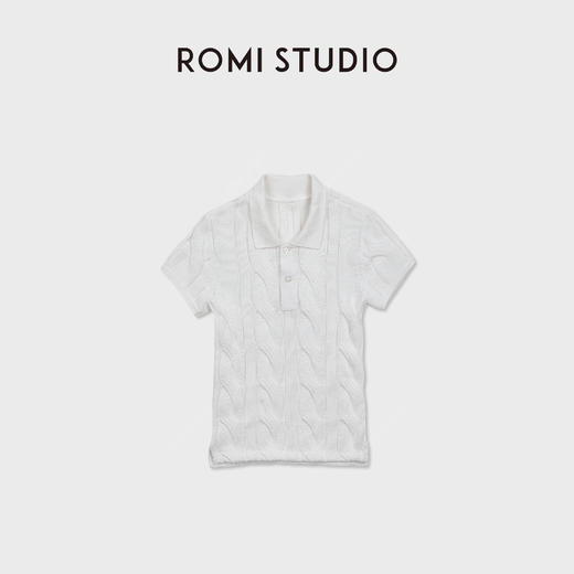 ROMI STUDIO“简约老钱”高智感麻花纹理polo领针织短袖 RWDSSU1653 商品图4