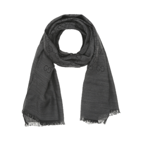 GUCCI 女士羊毛真丝围巾 165904炭灰色