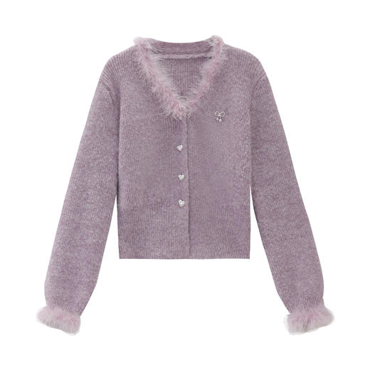 鹿向南「心动邂逅」秋冬气质法式紫色毛衣女温柔高级慵懒针织上衣 商品图3