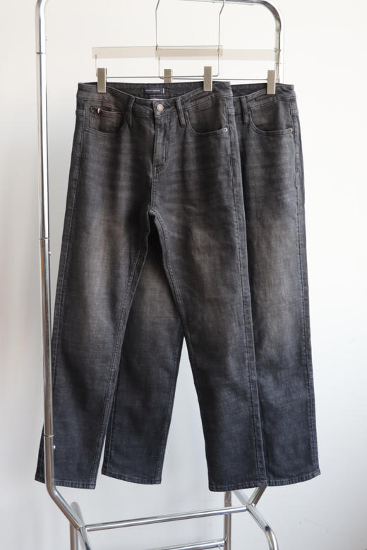 T.H 男款 小直筒 黑灰洗水棉弹牛仔裤  NZK256 商品图3
