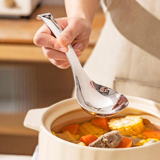 摩登主妇316L不锈钢汤勺食品级家用汤匙大号盛汤稀饭舀粥长柄勺子 商品图0