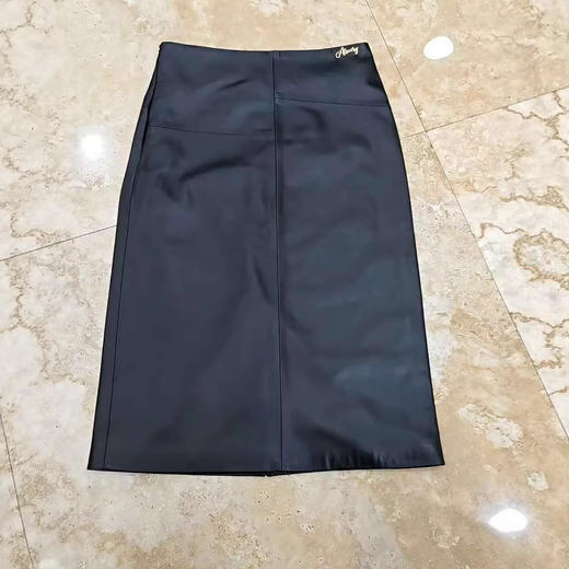 丁摩 真皮皮裙女中超长款绵羊皮半身直筒包臀裙Q2228 商品图1