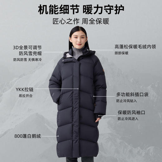 君羽800蓬鹅绒服女长款过膝冬新款加厚防风超长羽绒服外套I52296羽绒大衣 商品图6
