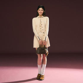 Ariseism 绞花针织毛衣开衫背心短裙三件套套装女春季新款