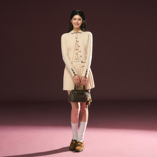 Ariseism 绞花针织毛衣开衫背心短裙三件套套装女春季新款 商品图0