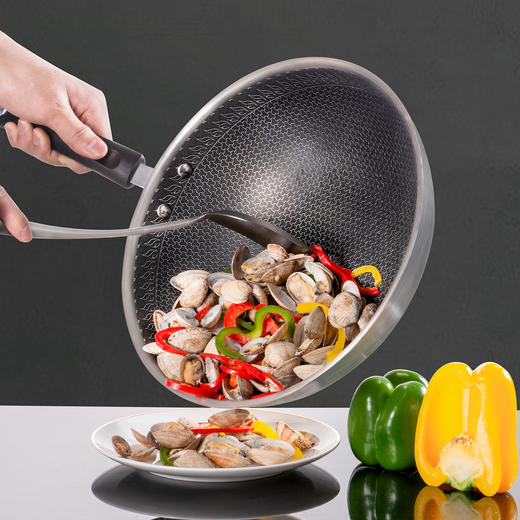 6943819120627 乐扣乐扣Lock&Lock 30CM家用304不锈钢炒锅全面屏蜂窝底炒菜锅不粘炒锅 商品图2