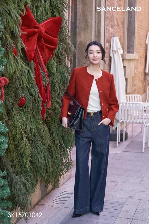 三石一澜SANCELAND女装绵羊毛小香风短款外套SK15701042 商品图1