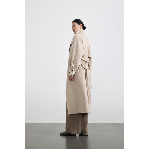 商场同款PURE TOUCH女装25秋冬羊绒毛呢大衣立领系带中长款外套 商品图8