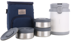 6943819105730 乐扣乐扣Lock&Lock 【上学专用】大容量三层保温桶便携背带便当盒保温饭盒露营踏春【白色1.68L】