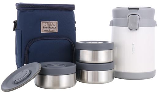 6943819105730 乐扣乐扣Lock&Lock 【上学专用】大容量三层保温桶便携背带便当盒保温饭盒露营踏春【白色1.68L】 商品图0