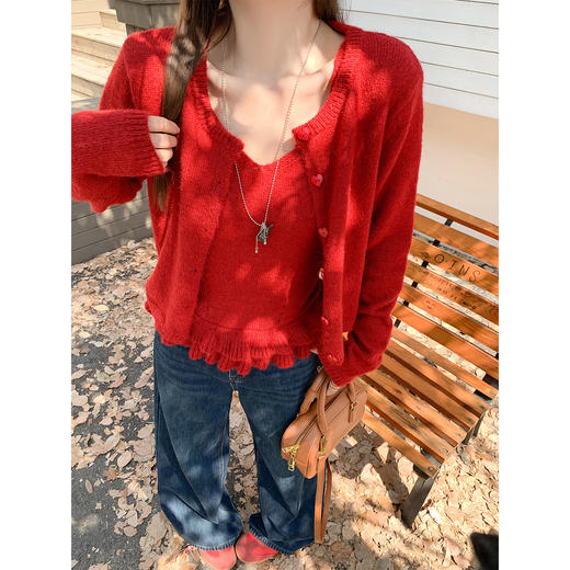 <曾小咸推荐>现货秒杀 ！微信超特价！韩系毛衣开衫两件套 日常269.99 立减140 秒杀129.99！！ 商品图3