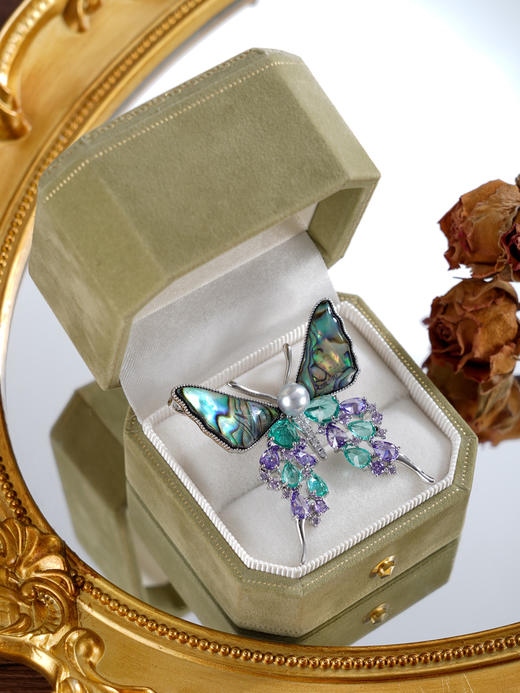 子佩集【碧海灵蝶】珍珠惜王妃胸针【XXXZ232】6mm双色珠螺钿蝴蝶2601 商品图2
