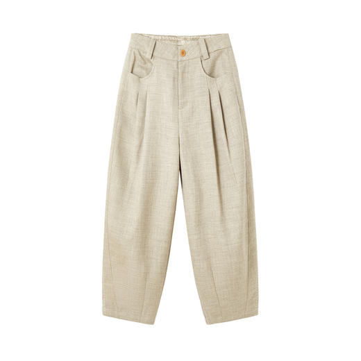 谜底萝卜裤长裤2026年春季新品立裁收褶后腰松紧裤子女261MK0252 商品图4