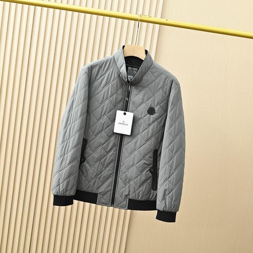 蒙口2026春秋新款桑蚕丝轻薄立领男士菱形格棉服外套 商品图3