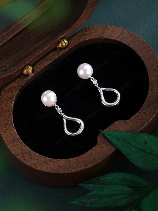 子佩集【白色芭蕾】银S925珍珠惜王妃耳钉【XXED017】6mm珠水滴2601 商品图3