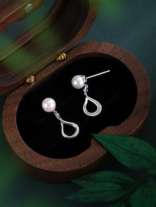 子佩集【白色芭蕾】银S925珍珠惜王妃耳钉【XXED017】6mm珠水滴2601 商品图5