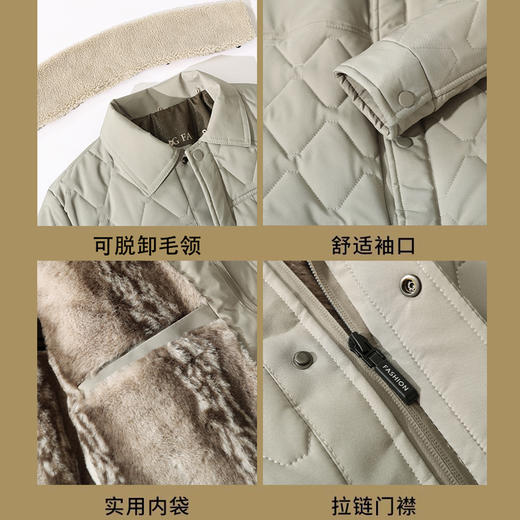 【加绒加厚冬季棉衣】男中年保暖翻领休闲可脱卸毛领棉袄外套 商品图2