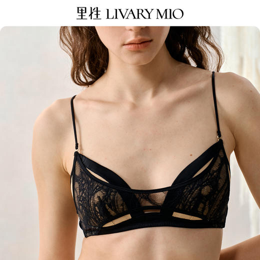 里性 LIVARY MIO 星河 法式真丝蕾丝文胸可替换细肩带无钢圈内衣女 商品图4