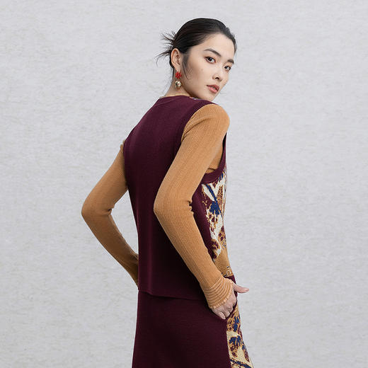 【林栖设计小店】唐彩未央|秋色提花复古优雅传统气质2026春新款毛织上衣G1961387 商品图7