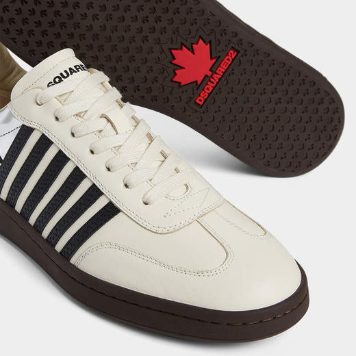 DSQUARED2 男士 Boxer系列 枫叶徽标休闲运动鞋 白色+黑色 SNM0442 01501451 M4133 商品图4