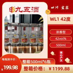 九五酒 WL1号-42度 宜宾多粮浓香型白酒 整箱销售(500ml*6瓶）