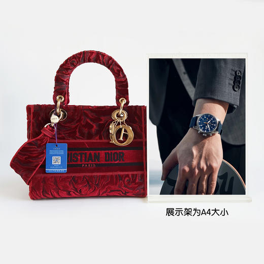 【95新】Dior迪奥Lady Dior手袋红色丝绒刺绣五格戴妃宽肩带手提单肩包女士 090126HS03 商品图8