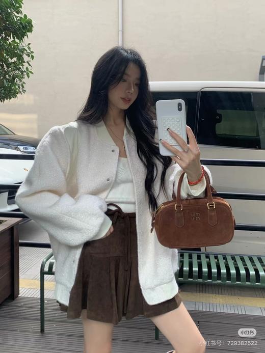 F011208新款可手拎可斜挎鹿皮绒女士保龄球包包 商品图3