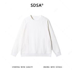 SDSA男士秋冬新款痞帅男装时尚简约纯色肌理感圆领卫衣百搭宽松