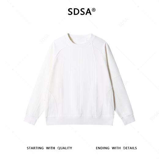 SDSA男士秋冬新款痞帅男装时尚简约纯色肌理感圆领卫衣百搭宽松 商品图0