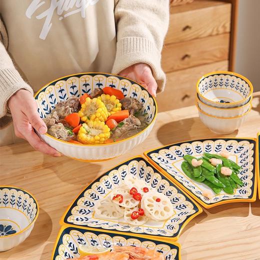 【团圆大拼盘❗聚会家宴一套搞定】可烤可微波炉，釉下彩拼盘餐具陶瓷盘子汤碗家用年夜饭过年碗碟套装礼盒。rf 商品图2