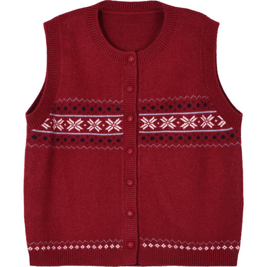 百媚生 针织开衫毛衣马甲女外套红色上衣马夹S92549011 商品图4