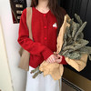新年红小马刺绣圆领毛衣开衫 秋冬韩版红扣毛衣外套 商品缩略图1
