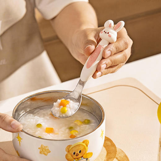 摩登主妇纯钛元宝勺儿童勺子家用汤匙个人专用吃饭调羹宝宝小勺子 商品图5