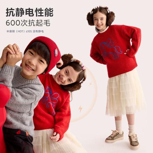 【超级马力】咕噜日记儿童新年小马圆领毛衣冬季男童女童马年线衣PDMY2527 商品图4