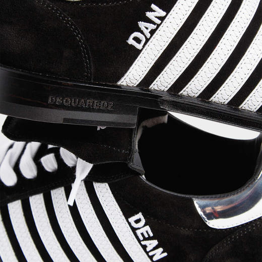 DSQUARED2 男士 Boxer Derby系列 枫叶徽标休闲运动鞋 白色+黑色 LUM0107 01508436 M1686 商品图3