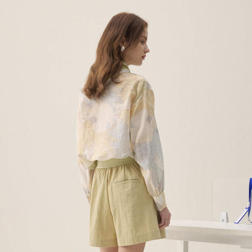 谜底花色衬衣长袖2026春季新品原创彩铅印花艺术衬衫女261MC0211 商品图2