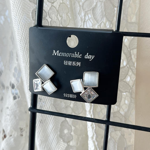 气质百搭方块猫眼高级感银针耳环-纪念日百货门店同款168197821 商品图4