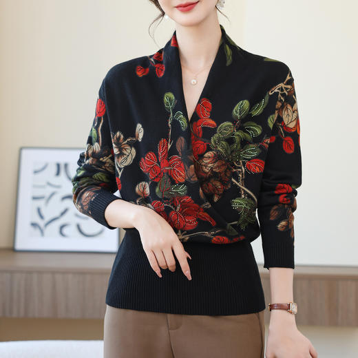 雀说针织衫时尚毛衣新款洋气女装闪钻打底衫ALW8803 商品图0