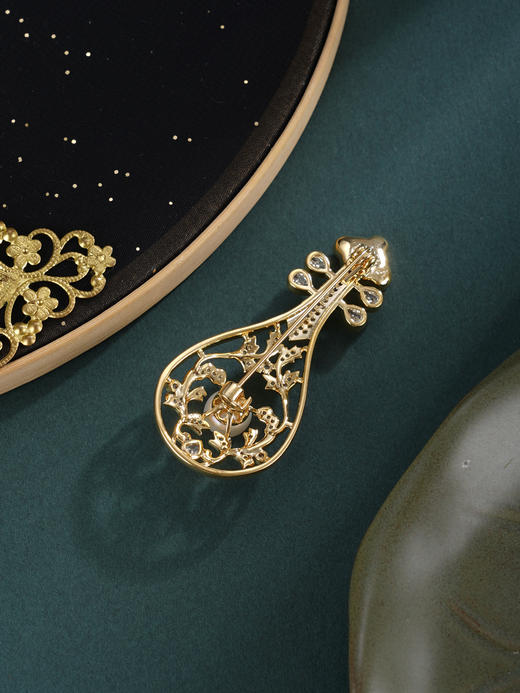 子佩集【琵琶妙韵】珍珠惜王妃胸针【XXXZ238】7.5mm珠镀金2601 商品图5